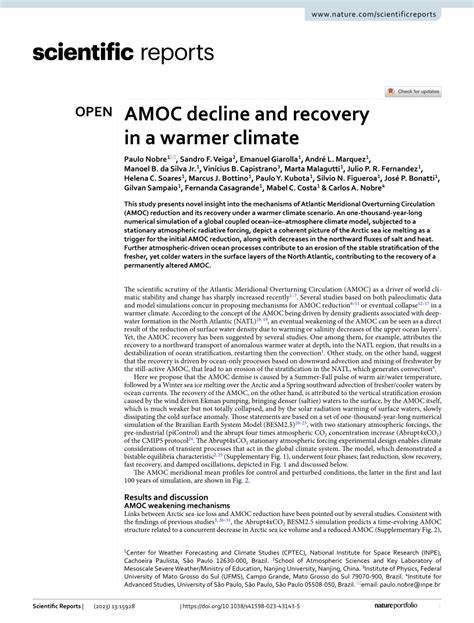 AMOC decline and recovery in a warmer climate .